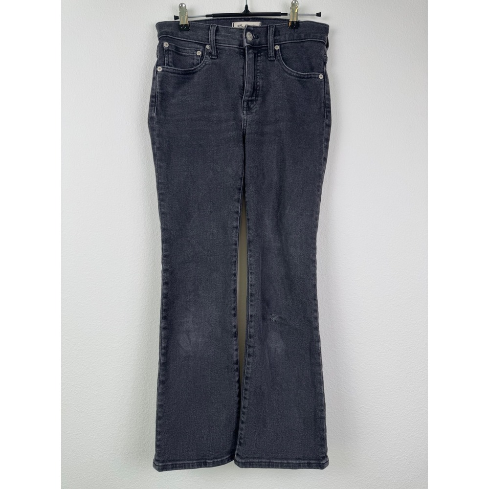 Madewell Cali‎ Demi-Boot Jeans Women 26 Black Good Casual Cropped Flare Faded